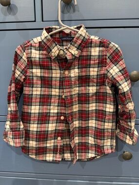 Janie and Jack Red & Green Tartan Button-Down Shirt for Kids